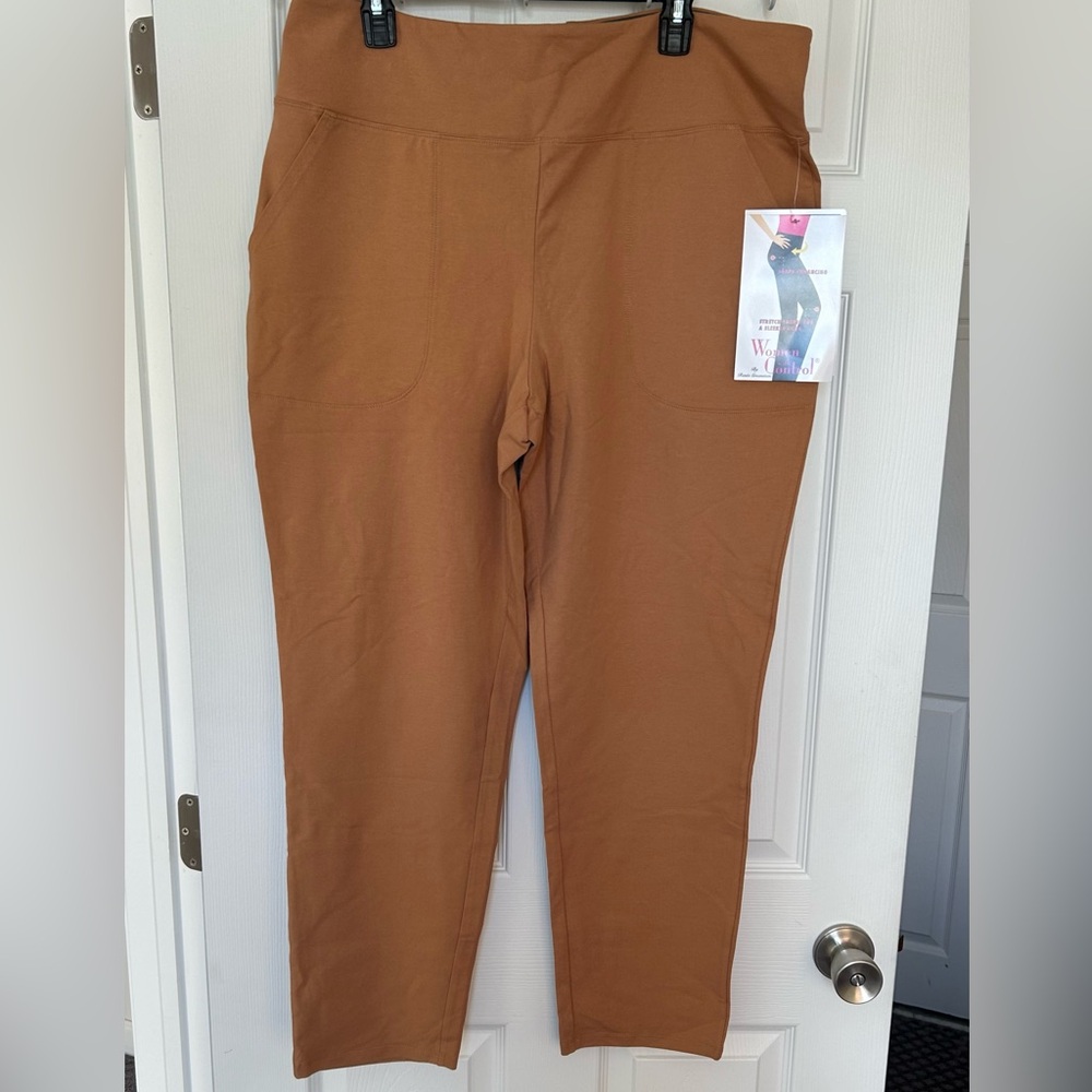 NWT Women with Control Tummy Control Slim Leg Pant Evening Sand size XL